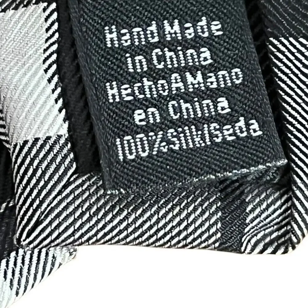 Ben Sherman Mens Hand Made 100% Silk Plaid Black Red Green Thin Neck Tie 2.75
